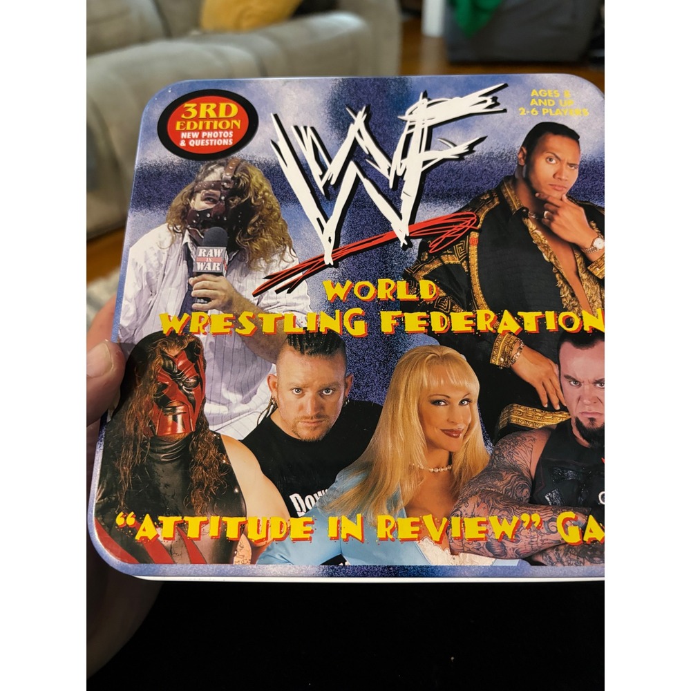 Vintage WWF Attitude In Review Trivia Express Game 3rd Edition Wrestling Tin